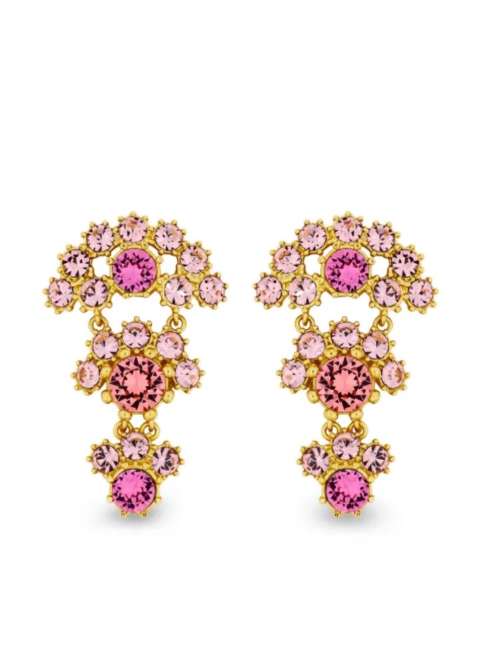 Oscar de la Renta Arch Cascading Rose Chandelier Drop Earrings stones crystals